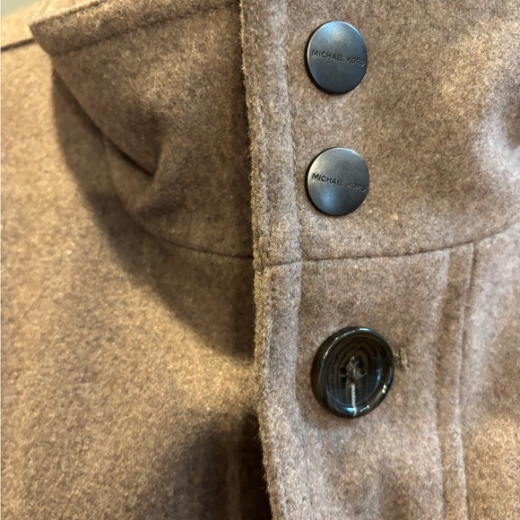 Michael Kors Brown Wool Button Up Lined Winter Warm Top Coat Jacket Women's Xl - Picture 3 of 8